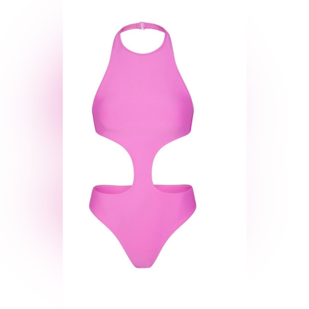 SKIMS Cutout Halter One Piece Swimsuit Pink Size Small